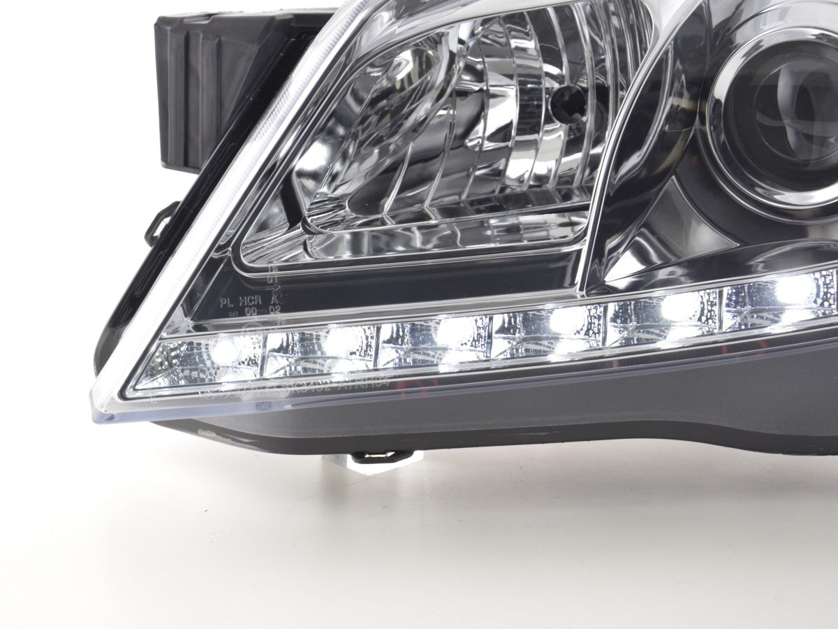 Scheinwerfer Set Daylight LED Tagfahrlicht Opel Astra H 04-09 chrom Scheinwerfer Set Daylight LED Tagfahrlicht Opel Astra H 04-09 chrom